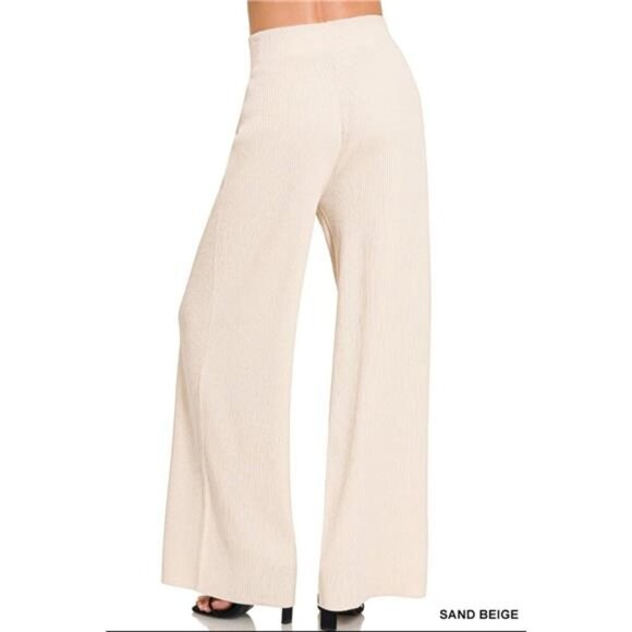 Zenana Viscose Ribbed Sweater Pants - Picture 2 of 3